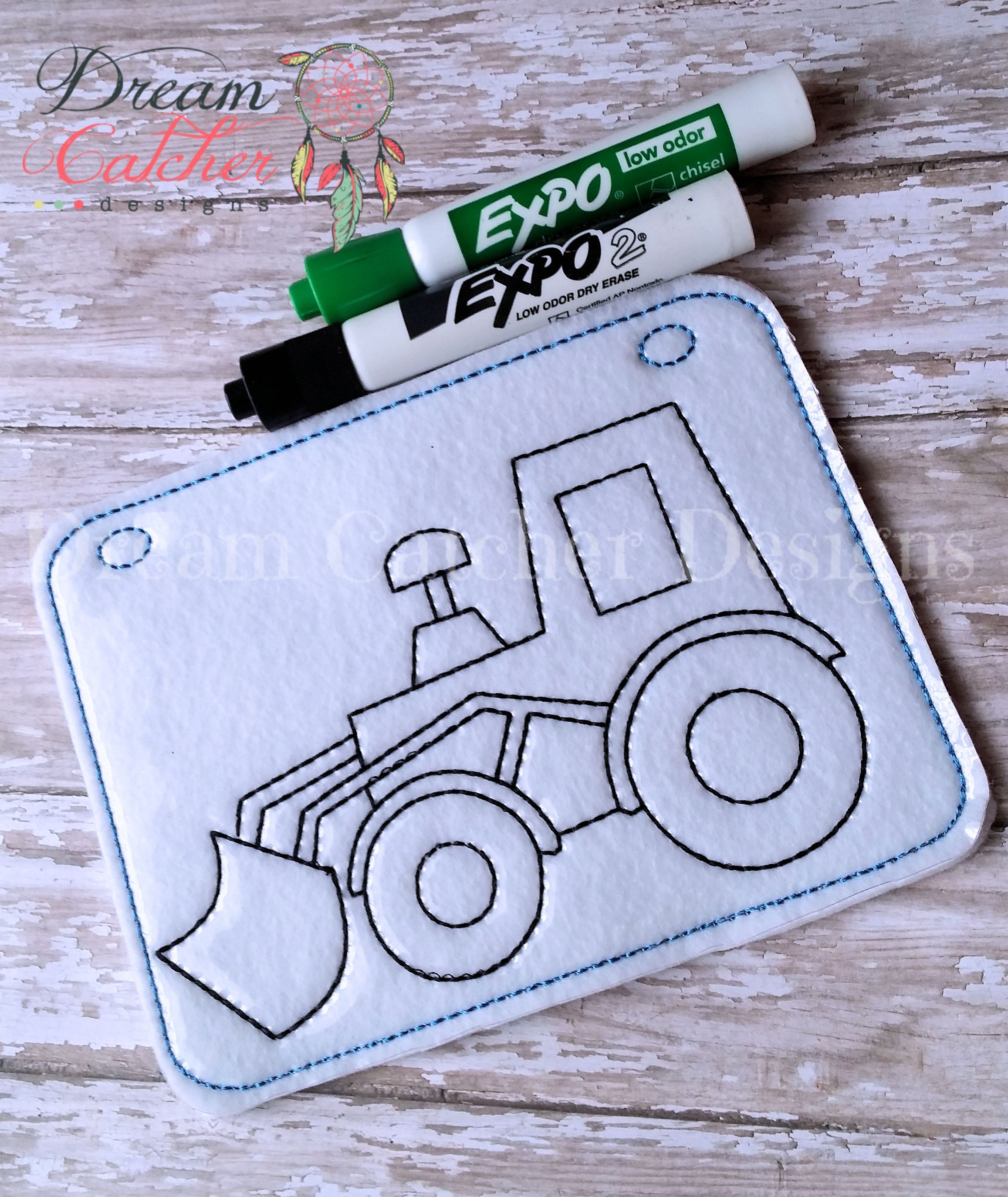 In the hoop excavator coloring page embroidery design