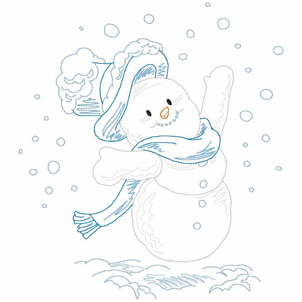 Snowmen color sketches machine embroidery designs on cd in sizes