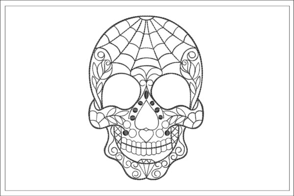 Skull sketch embroidery design