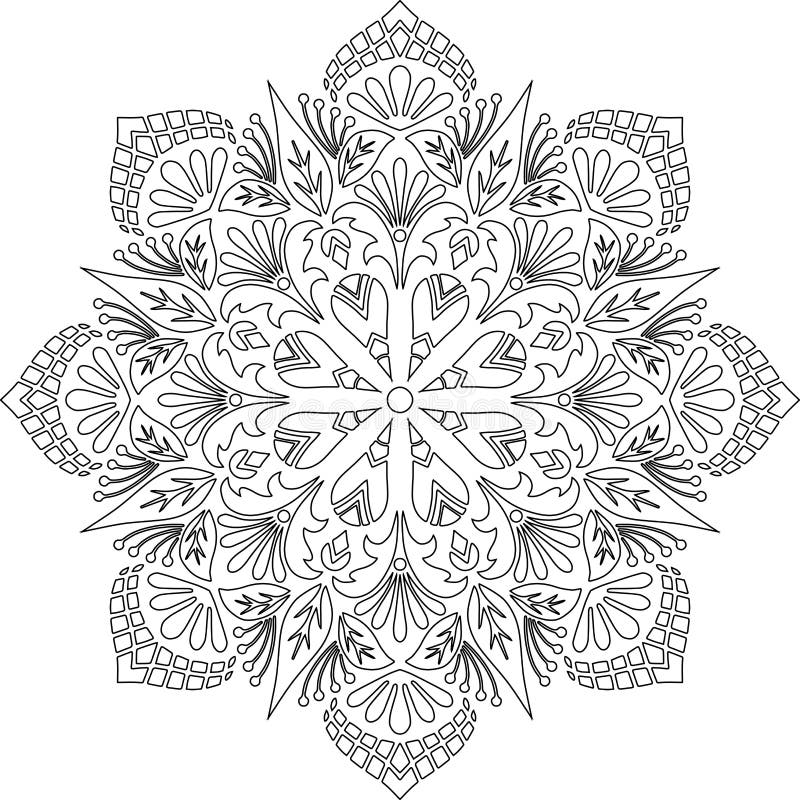 Figure mandala for coloring doodles sketch stock illustration