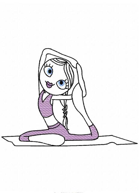 Yoga swirly girl sketch machine embroidery design â jazzy zebra
