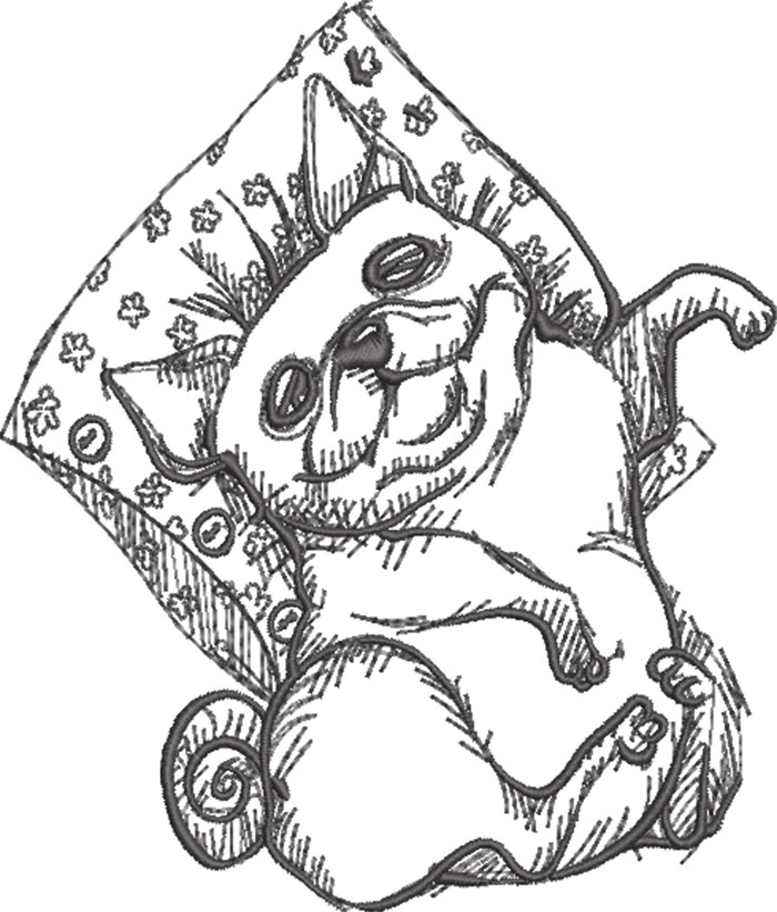 Embroidery design dog laying down sizes