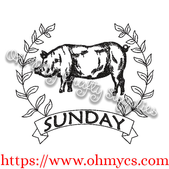 Farm animal weekdays sketch embroidery design oh my crafty supplies inc