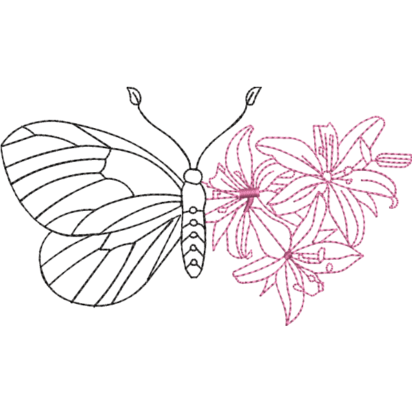 Butterfly flower sketch â embroidery designs by