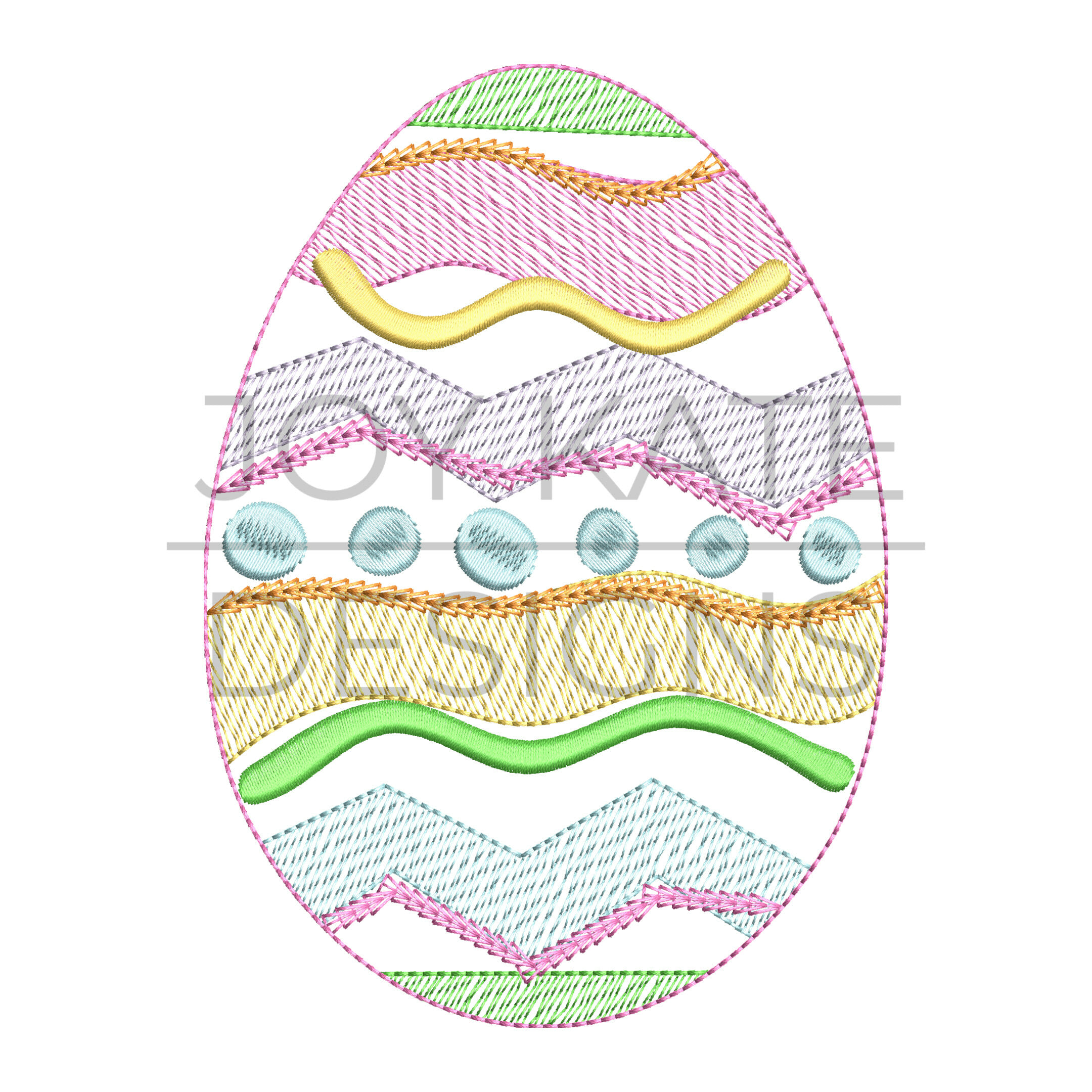 Stitchy colorful easter egg sketch embroidery design