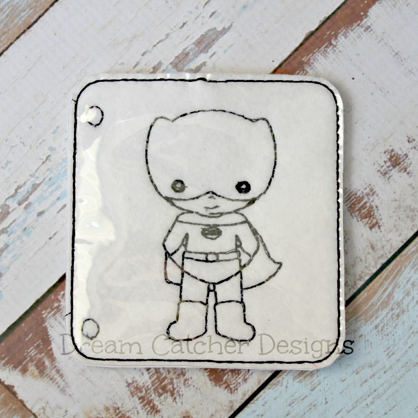 In the hoop bat boy hero inspired coloring page embroidery design