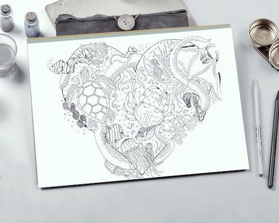 Animal coloring nature coloring page adult coloring page printable coloring colouring pages animal art forest art coloring set