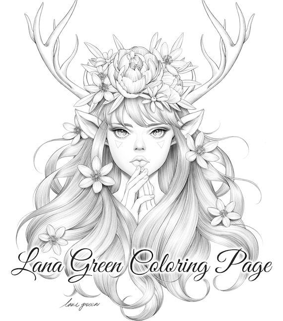 Scent of nature coloring page for adults grayscale coloring page instant download lana green art jpeg pdf
