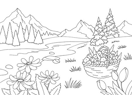 Nature coloring pages stock vector illustration and royalty free nature coloring pages clipart