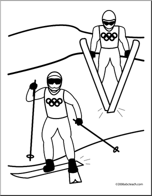 Coloring page nordic bined skiing