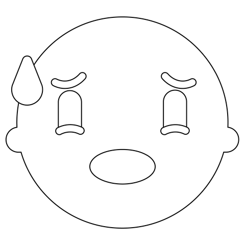 Cold sweat face emoji coloring page free printable coloring pages