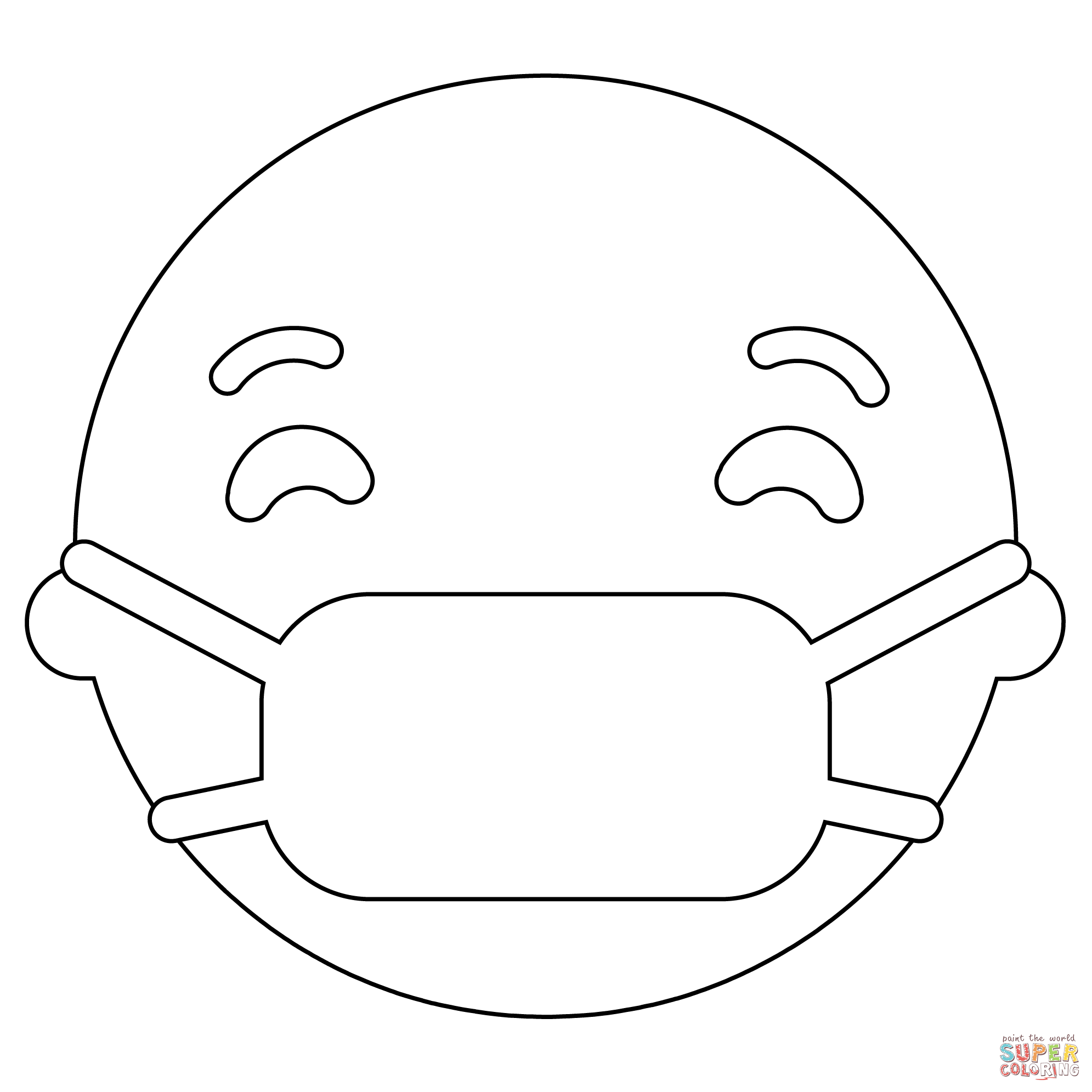 Medical mask face emoji coloring page free printable coloring pages