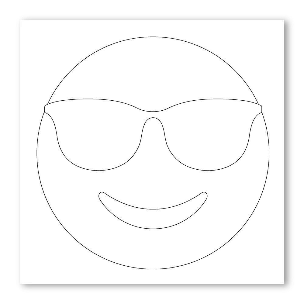 Emoji one coloring wall graphic square smiling face with sunglasses