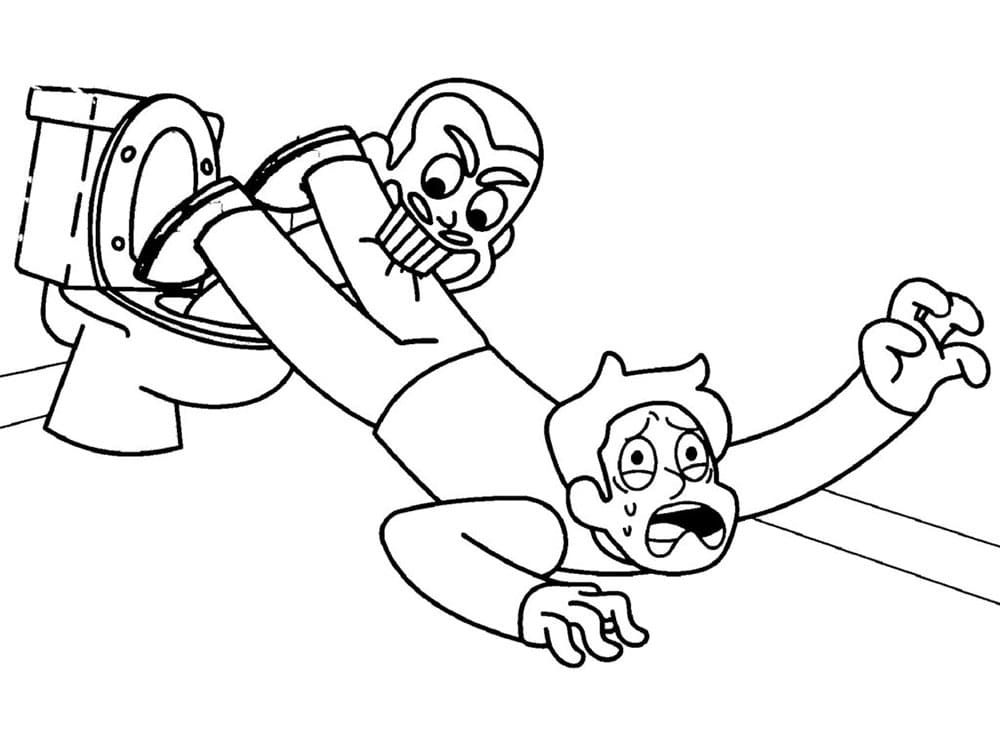 Skibidi toilet attack coloring page