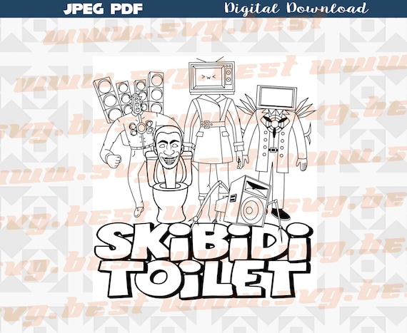 Cute skibidi toilet coloring pages jpeg pdf