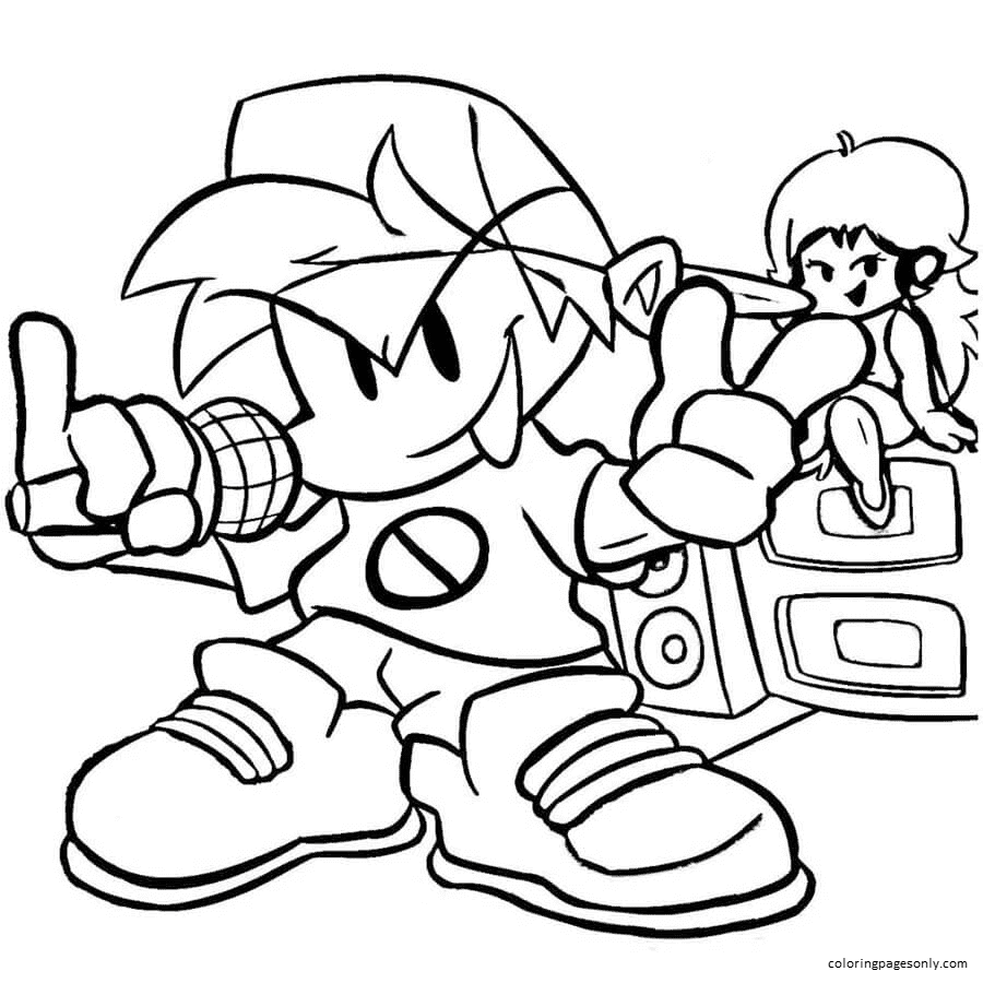 Skid pump minus friday night funkin coloring page