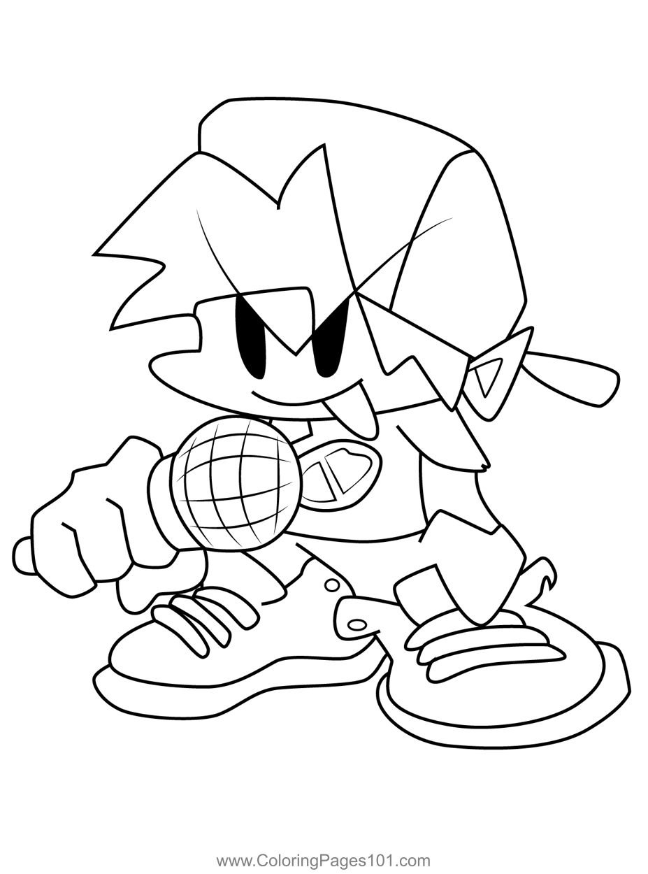 Boyfriend left note singing night funkin coloring page for kids