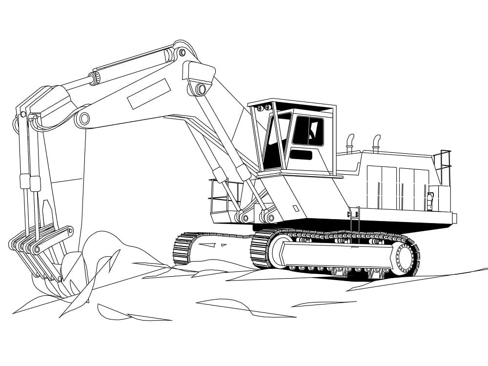 Excavator coloring page