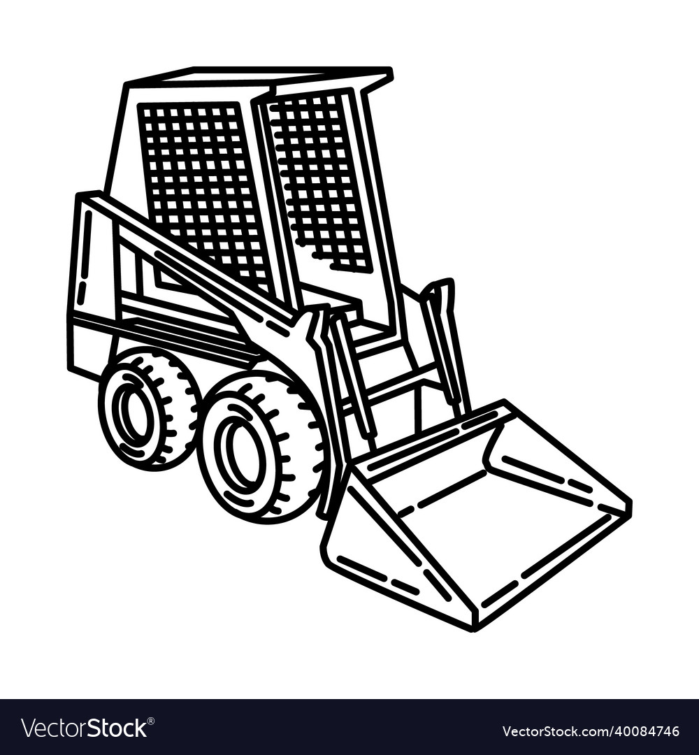 Bobcat skid steer loader icon doodle hand drawn vector image