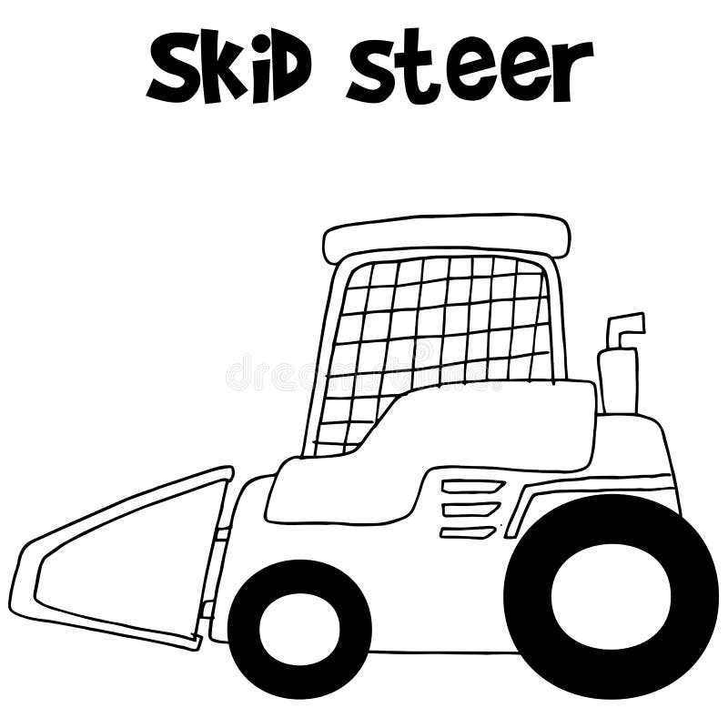 Collection skid steer hand draw stock vector