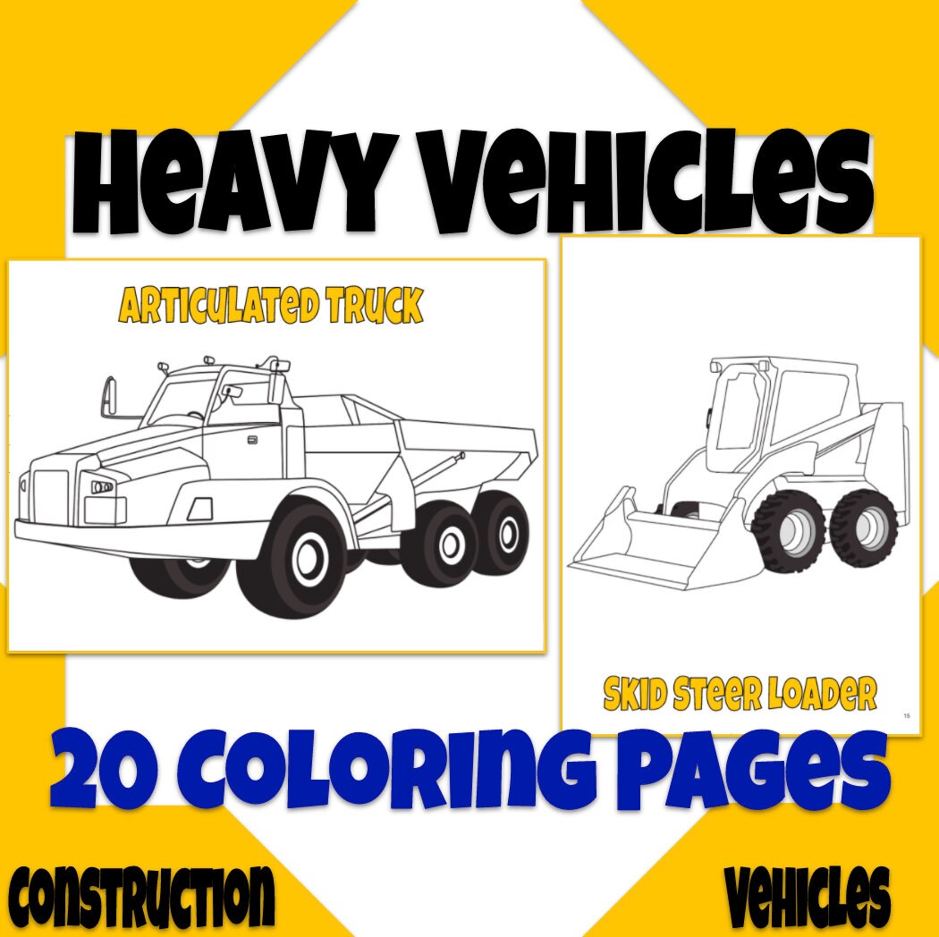 Heavy vehicles coloring pages construction excavators coloring sheets for kids coloring page for toddlers birthday coloring activity