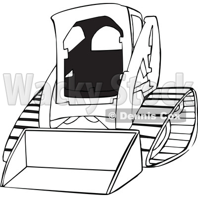 Cartoon of an outlined bobcat skid steer loader