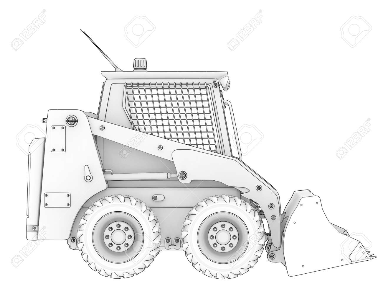 Skid steer loader isolated on background d rendering