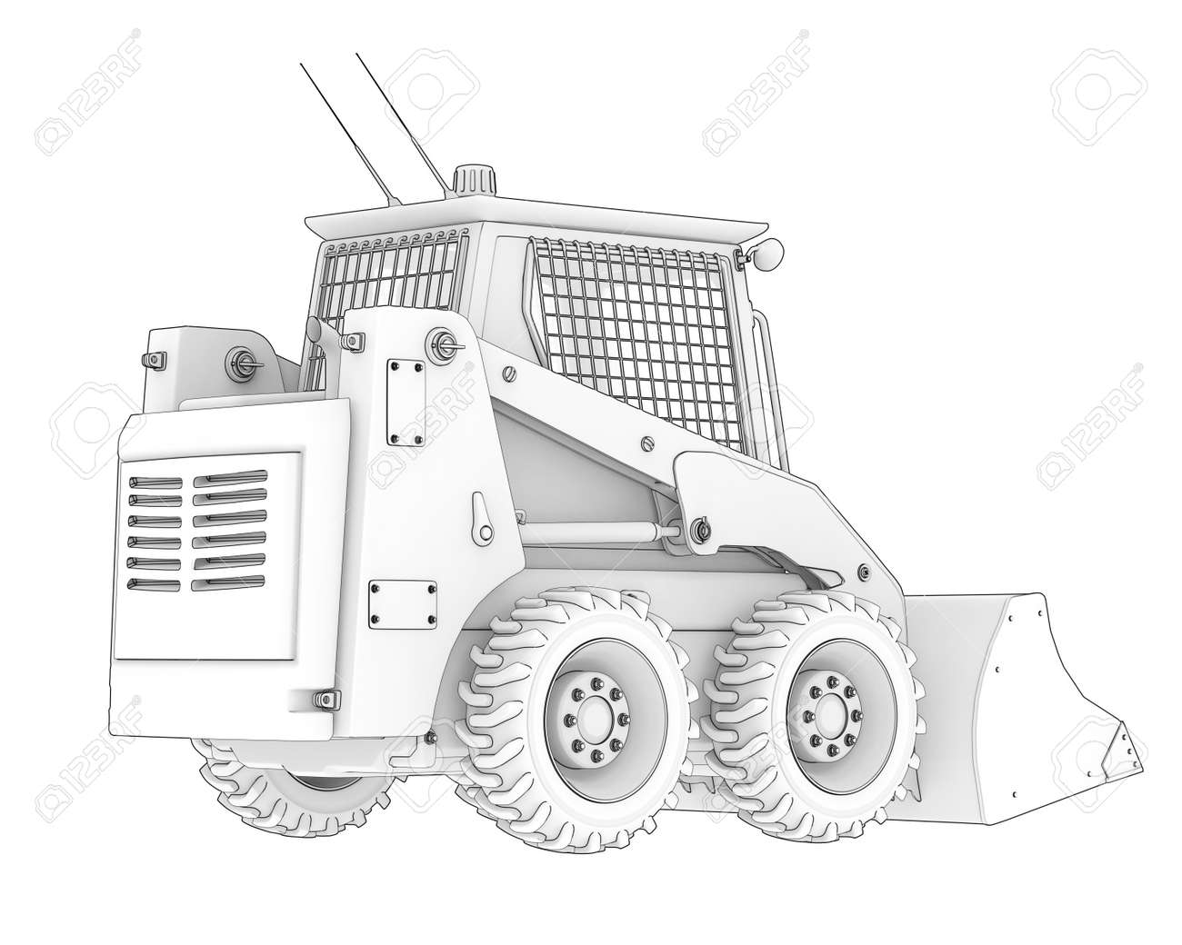 Skid steer loader isolated on background d rendering