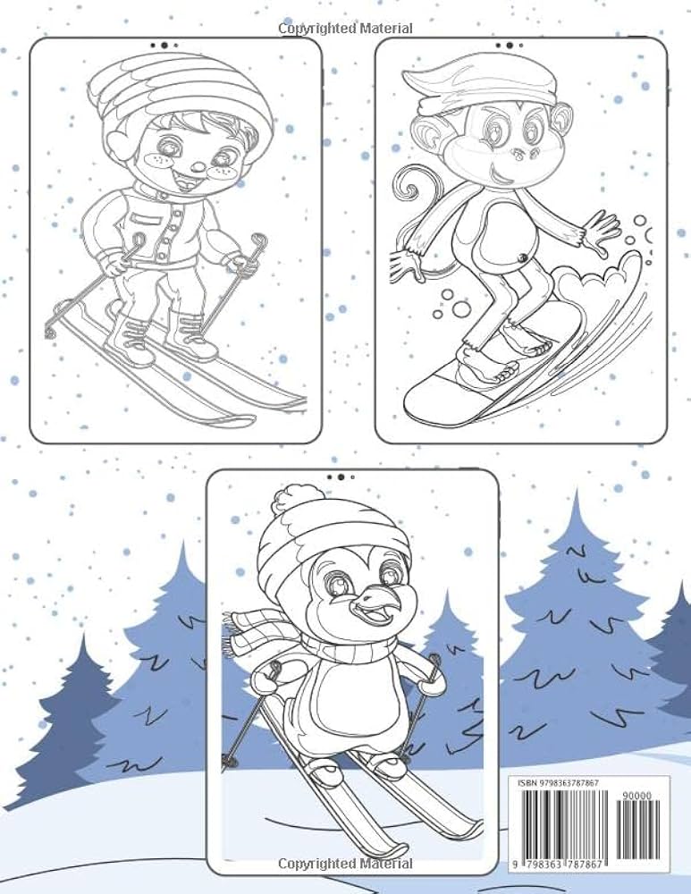 Skiing coloring book for kids winter sports coloring pages ages
