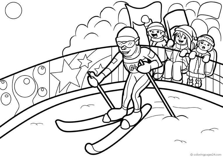 Skiing coloring pages