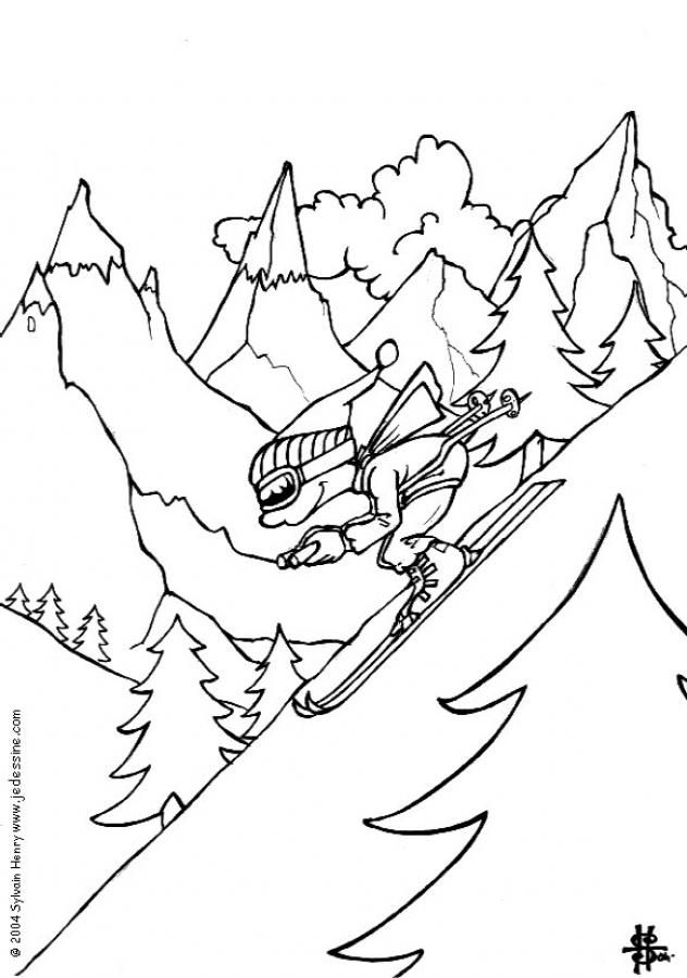 Skiing coloring pages for adults