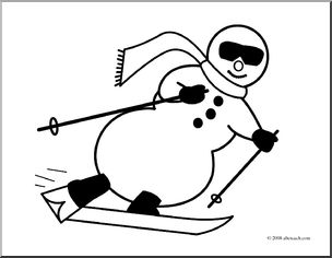 Clip art skiing snowman coloring page i