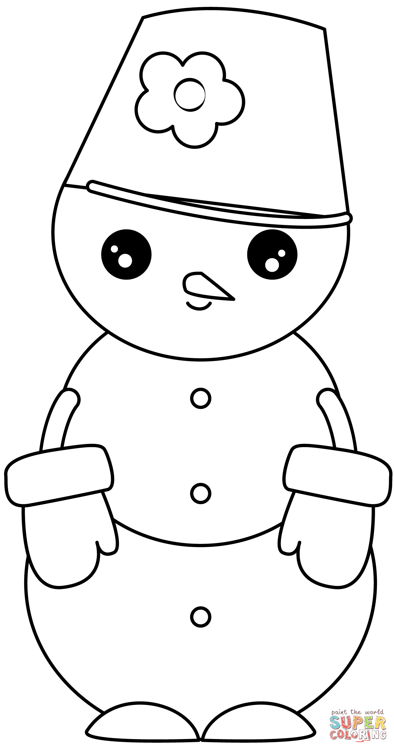 Kawaii snowman coloring page free printable coloring pages