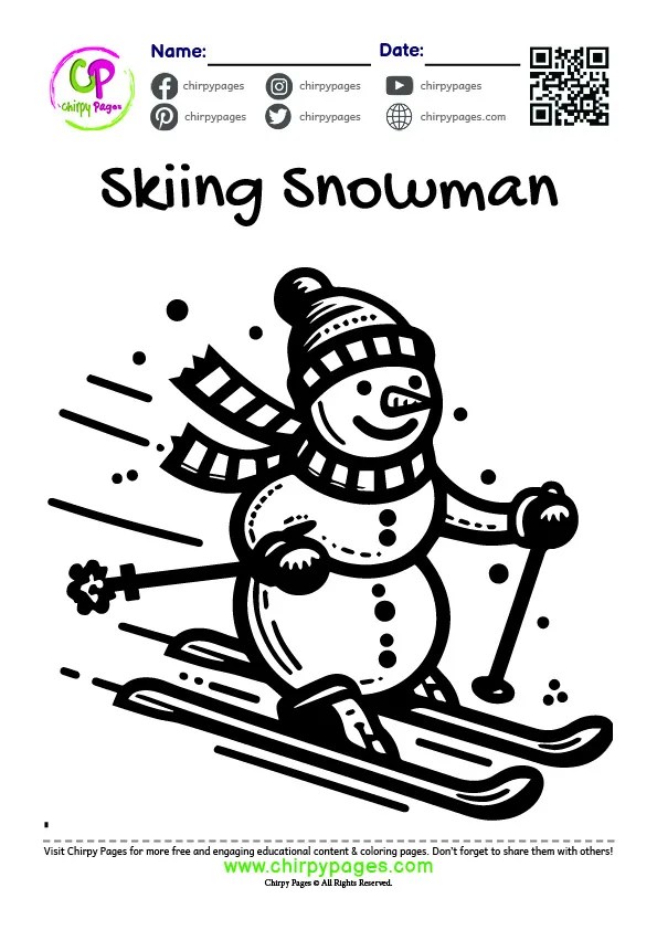 Snowman coloring pages winter fun with sporty snowman