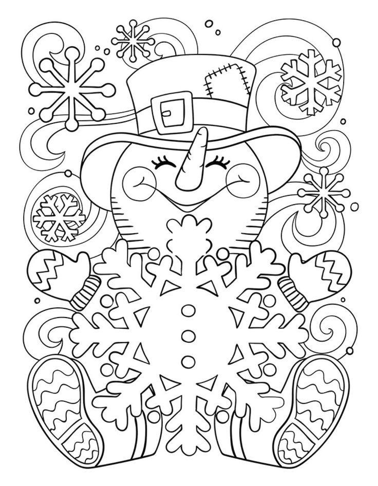 Cute snowman coloring page