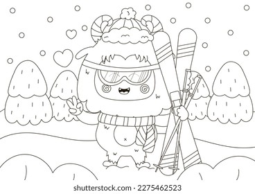 Hundred coloring page ski royalty