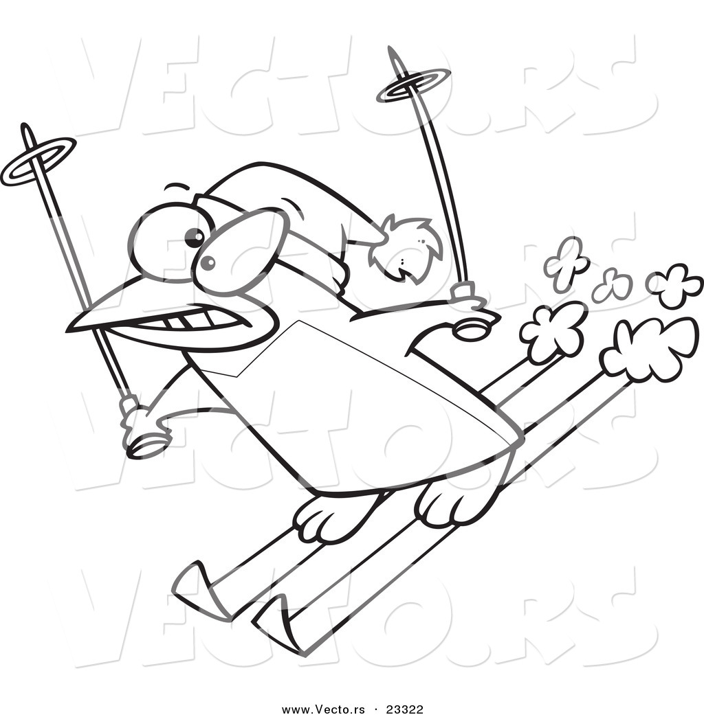 Cartoon r of cartoon ski penguin