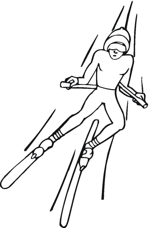 Skiing coloring page