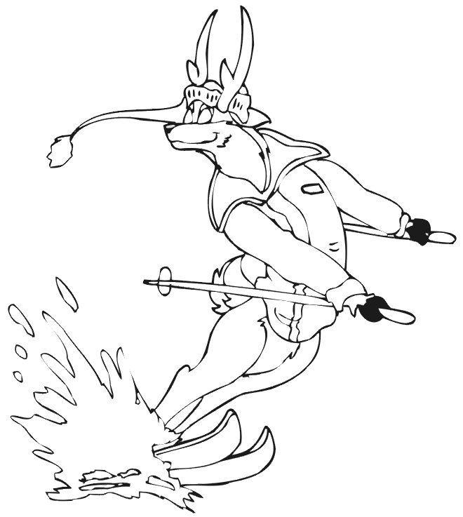 Skiing coloring page a reindeer skier