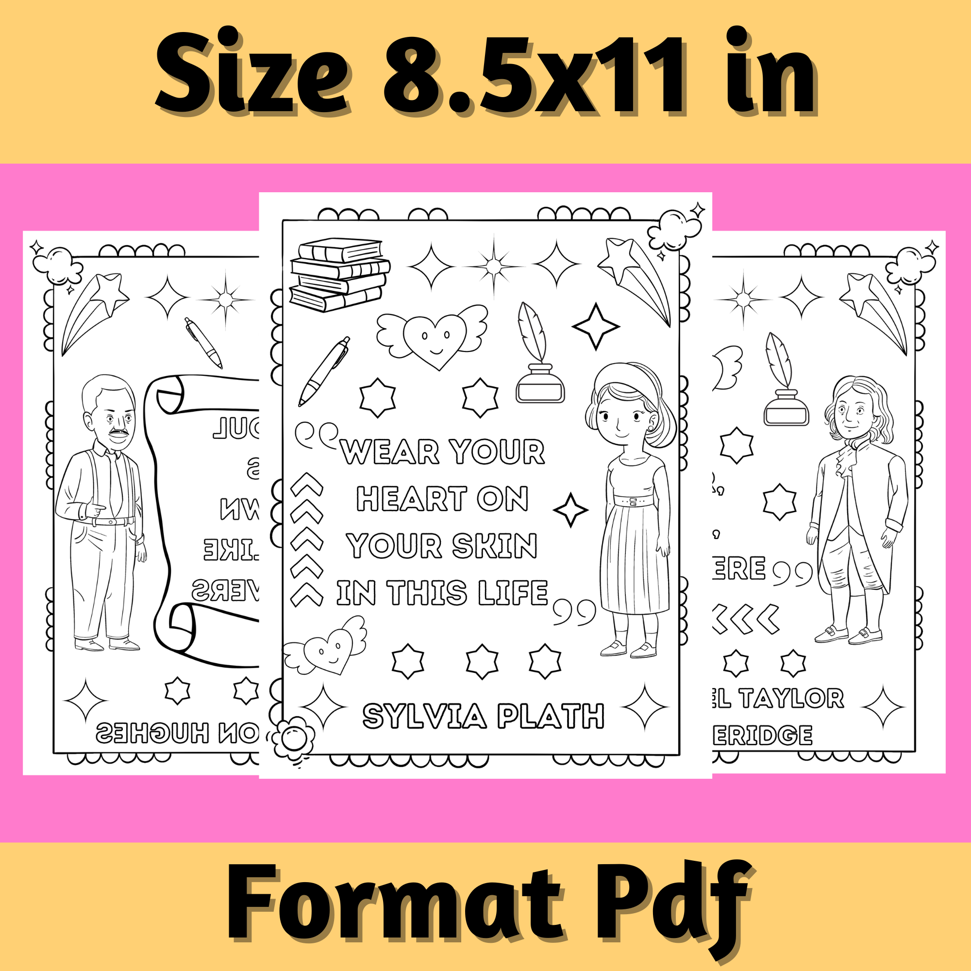 Famous poets coloring pages april national poetry month coloring sheets made by teachers