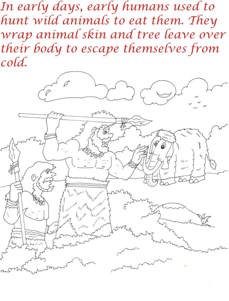 Early humans printable coloring page for kids