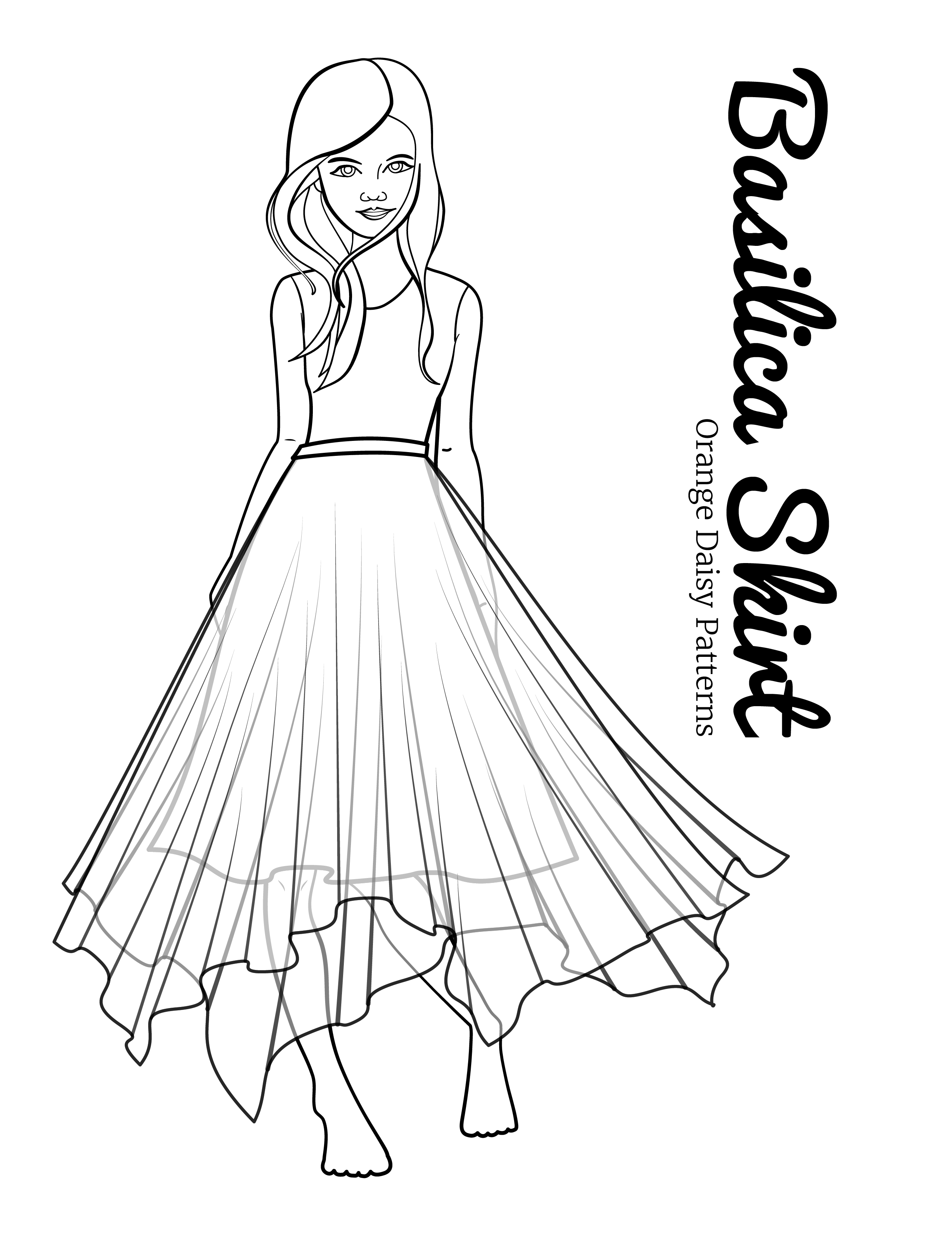 Basilica skirt coloring page orange daisy patterns