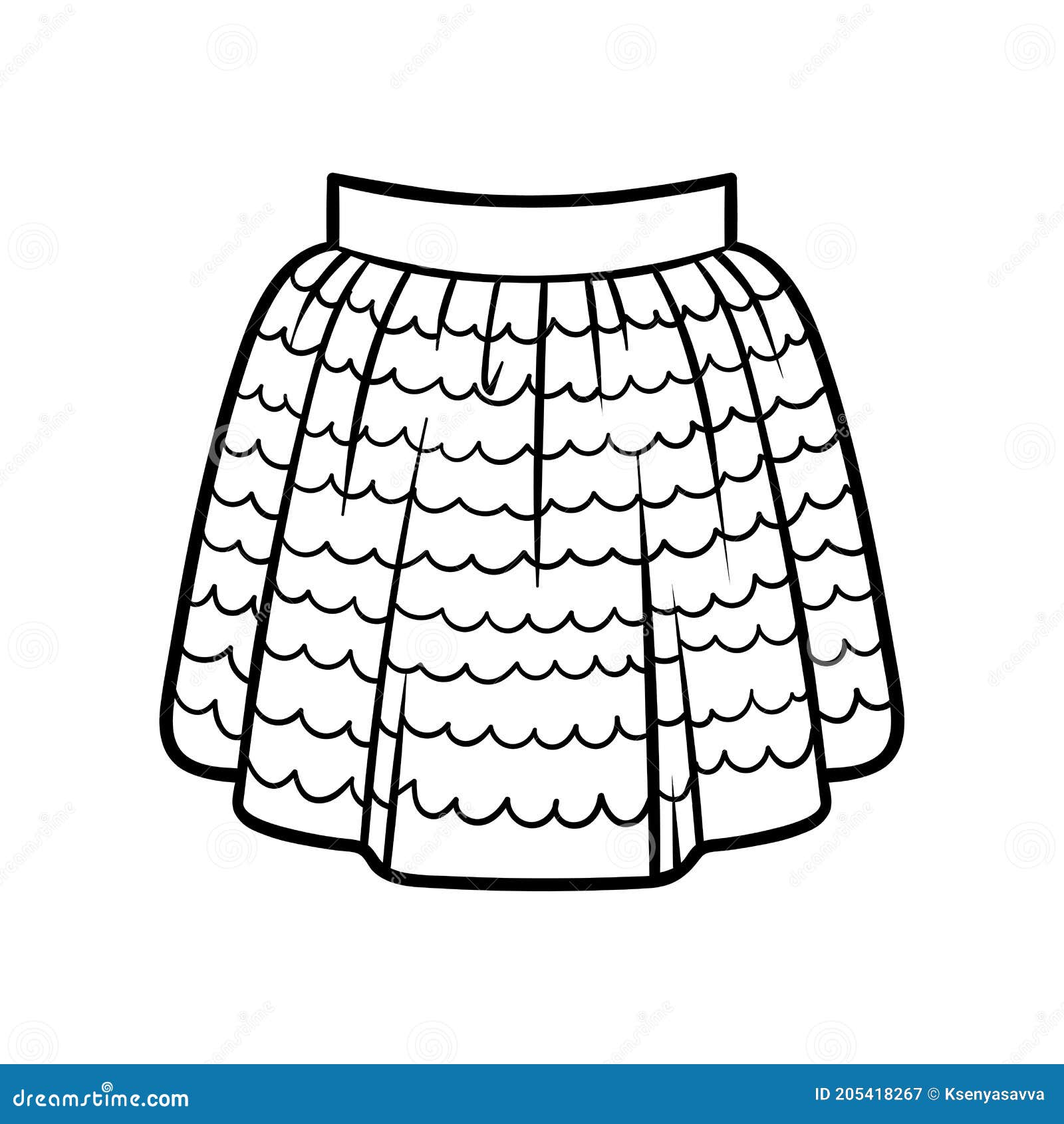 Coloring book ruffled skirt stock vector