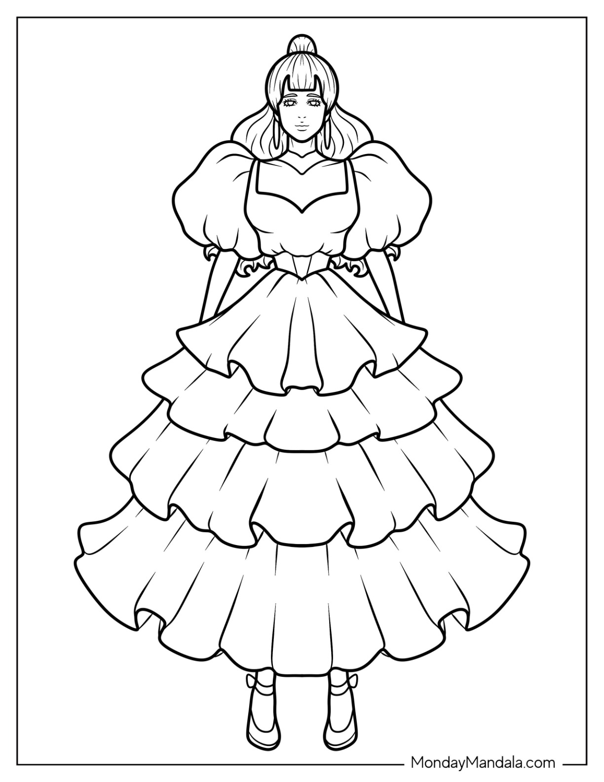 Dress coloring pages free pdf printables