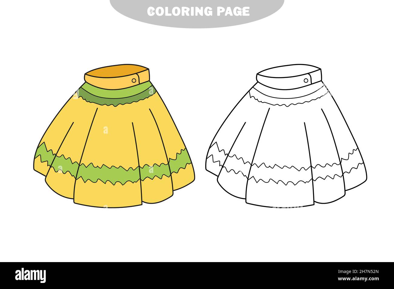 Simple coloring page skirt to be colored the coloring book to educate preschool kids with simple game level color and black and white version stock vector image art