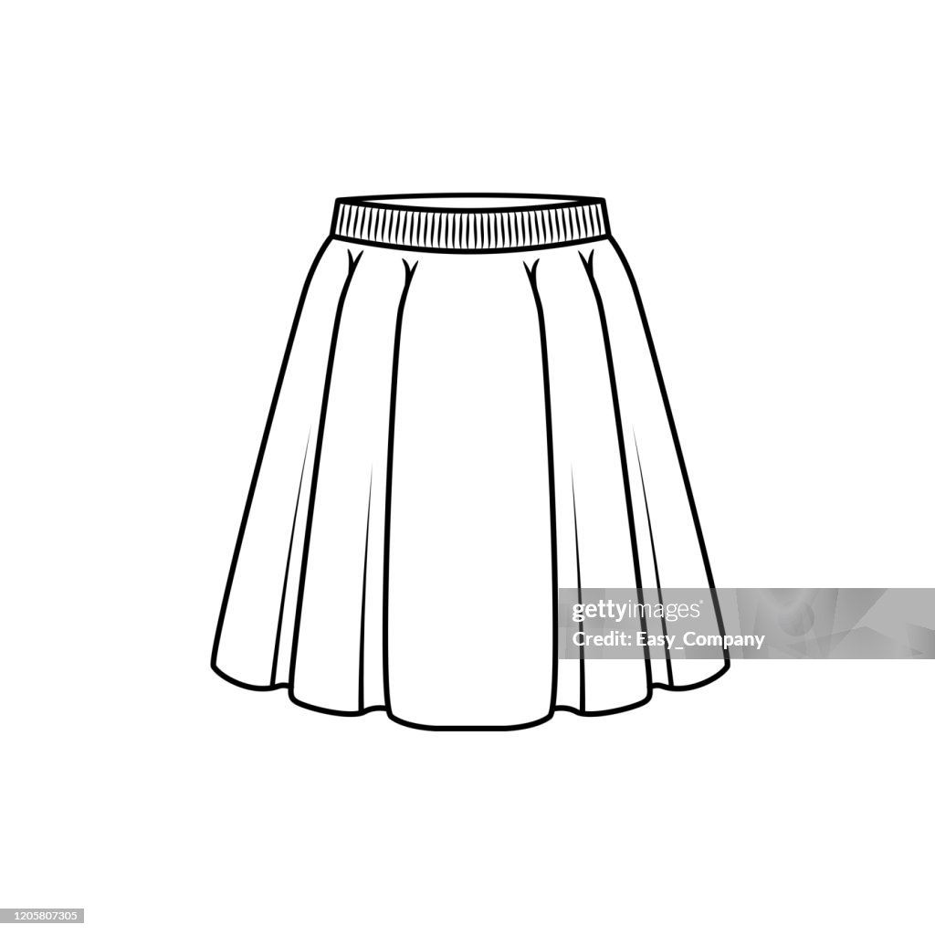 Vector illustration of skirt isolated on white background for kids coloring book high