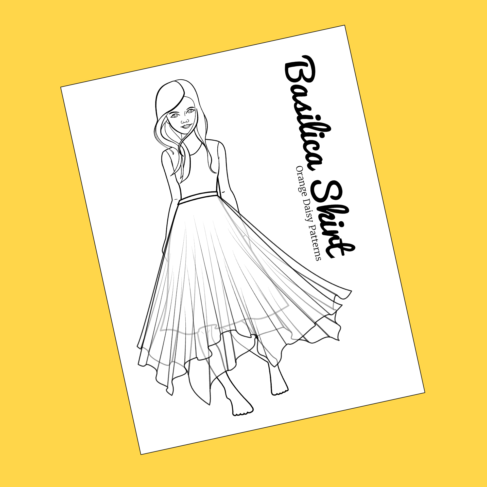 Basilica skirt coloring page orange daisy patterns
