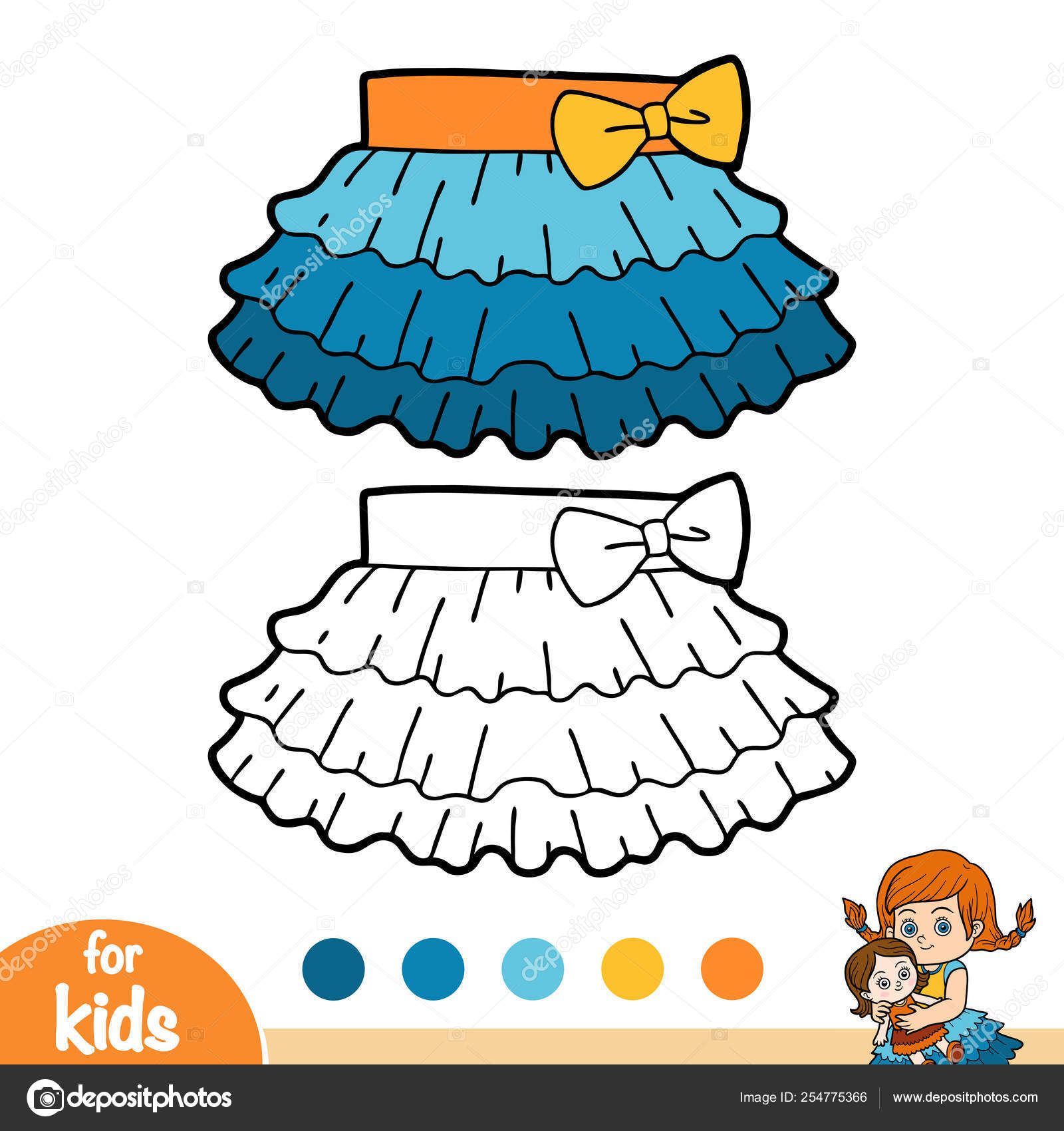 Coloring book ruffled skirt stock vector by ksenyasavva