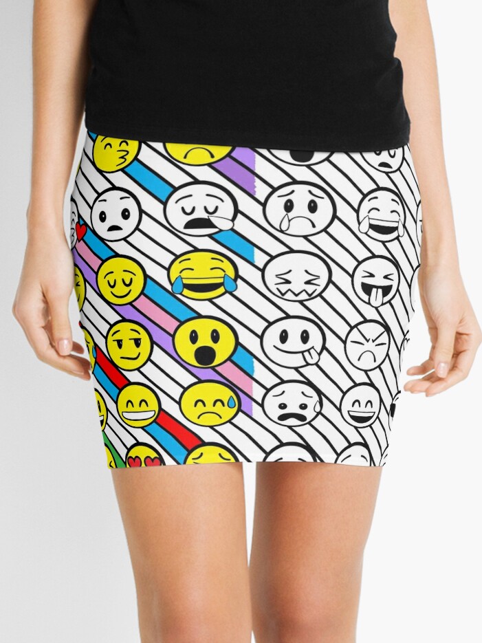 Emoji faces coloring book art mini skirt for sale by danikates
