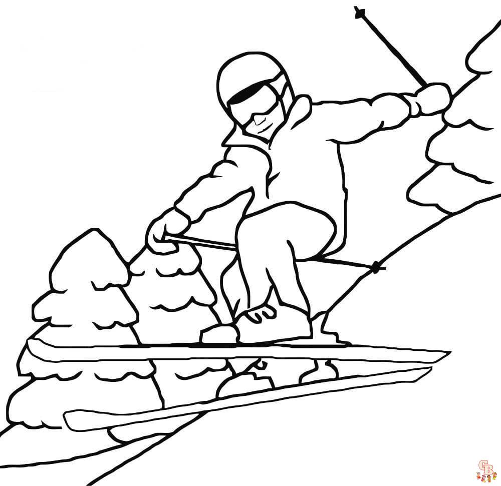 Skiing coloring pages free printable sheets for kids